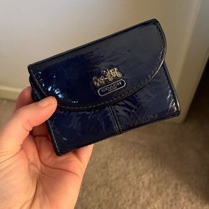 Navy Blue Patent Coach Wallet